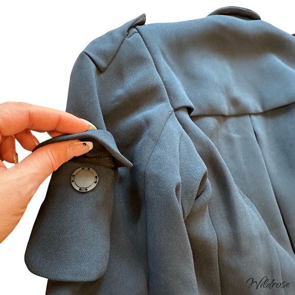 Byron Lars Blue Structured Pockets Tailored Blazer SZ 6 - Picture 11 of 13